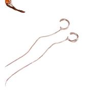 Hao Wu Xuan 2025 Tendance argenté Cristal Pompon Manchette Oreille Clip pétillant Strass chaîne Faux Cartilage Piercing Bijoux pour Les Femmes