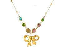 Hao Wu Xuan 316L en Acier Inoxydable coloré Circulaire Oeil de Chat Pierre Ange doré Collier pour Les Femmes Tendance Cou Bijoux Cadeau fête