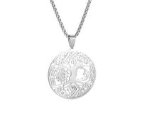 Hao Wu Xuan Acier Inoxydable Creux Soleil et Lune Arbre de Vie Arbre de Vie Arbre du Monde Pendentif Arbre de Vie Collier amulette Porte-Bonheur pour Hommes Bijoux
