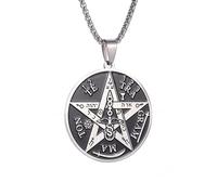 Hao Wu Xuan Acier Inoxydable Israël Juif Hébreu Tétragramme Salomon Pendentif Sorcellerie Pentagramme Collier Rune Amulette Bijoux