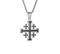 Hao Wu Xuan Acier Inoxydable Jérusalem croisé Croix Collier Pendentif Femmes Hommes médiéval déclaration Religieuse Bijoux Cadeau