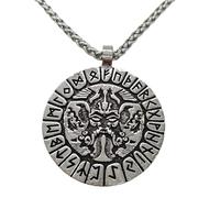 Hao Wu Xuan Amulette de Mode Talisman de Corbeau et Loup Bijoux Runes Vikings Pendentif Hommes Collier avec Le Symbole du Valknut gravé dans Le Dos
