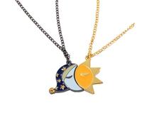 Hao Wu Xuan Anime Sun & Moon Friendship Necklace Enamel Fnaf Jewelry - Costume Gift for Men Women and Fans Kids Girls Boys