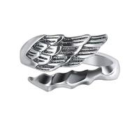 Hao Wu Xuan Anneaux d’Ailes, Bandes de Doigts de Plumes Gothiques de Couleur Argent rétro, Cadeaux d’Anniversaire pour la fête des pères de la Saint-Valentin pour Lui