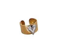 Hao Wu Xuan Anneaux en Acier Inoxydable pour Les Femmes Or Couleur Argent Amour Coeur Ouvrir Bague déclaration Bijoux de Mode Cadeau