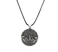 Hao Wu Xuan Arbre De Vie Et Monde Pendentif Collier Double Loup Amulette Hommes Femmes Wiccan Talisman Colliers Viking Bijoux