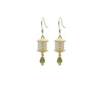 Hao Wu Xuan Argent incrusté Naturel Hetian Blanc Calcédoine dorée Boucles d’Oreilles Chinois rétro Palais élégant Charme Bijoux pour Femmes