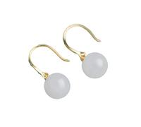 Hao Wu Xuan Argent incrusté Naturel Hetian Boucles d’Oreilles en Jade Blanc Style Chinois rétro minoritaire Design léger Luxe Charme Bijoux pour Femmes
