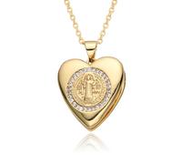 Hao Wu Xuan Bords dorés de Guadalupe ouvrir fermé Photo boîte breloques Benedict Jude ovale collier pendentif