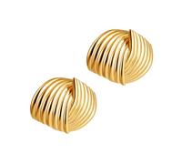 Hao Wu Xuan Boucles d’Oreilles rétro texturées entrecroisées pour Femmes Multicouche Couleur Or Acier Inoxydable déclaration Boucle d’Oreille Bijoux imperméables