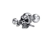Hao Wu Xuan Boucles d’Oreilles tête de Mort Rock Gothique pour Hommes, tête de Squelette Cool Punk en Acier Inoxydable imperméable avec Boucles d’Oreilles Roses pour Cadeau de garçon mâle
