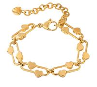 Hao Wu Xuan Bracelet à maillons de Trombone de chaîne de Coeur imperméable pour Les Femmes, déclaration en Acier Inoxydable réglable, Bijoux Non ternissants