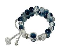 Hao Wu Xuan Bracelet en Cristal de Perles Simples pour Femmes Sweet Star Moon Chaîne Pendentif Bracelets à Breloques Bijoux Bracelets Cadeaux Saint-Valentin