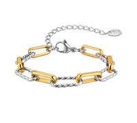 Hao Wu Xuan Bracelet Trombone à Deux Tons pour Femmes, Bracelet en Acier Inoxydable épais Lien réglable, Bijoux