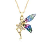 Hao Wu Xuan Breloques d’ange en résine de couleur or Collier de fée colorée pour les femmes Pendentif chaîne ras de cou pour la fabrication de bijoux Accessoires de bricolage