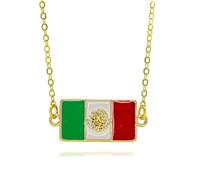 Hao Wu Xuan Breloques drapeau mexicain en or pour la fabrication de bijoux bricolage Armoiries en émail du Mexique Souvenir patriotique boule pendentif bijoux