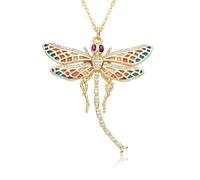Hao Wu Xuan Breloques libellule colorées Collier animal de couleur or cubique pour femmes Pendentif chaîne clavicule bricolage bijoux accessoires