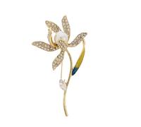 Hao Wu Xuan Broche fleur à strass Broches élégantes Design de broche pour mariage Robes d’anniversaire Accessoires femmes