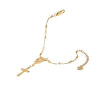 Hao Wu Xuan Catholique cubique Rosaire Croix perlé Bracelets à maillons, Ovale Jésus Coss Bijoux, Bracelet de Religion