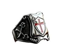 Hao Wu Xuan Chaîne de Corde Mode Vintage Chevaliers du Templier Croix Anneau Bouclier Synthèse pour Hommes Mode Anneaux de croisé Amulette Bijoux Cadeau