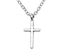 Hao Wu Xuan Chaîne de Corde Scintillante Couleur argentée Ancienne 17x8mm Petite Croix Mini Croix Pendentif pour Femmes Colliers à chaîne Courte Collier Cadeau