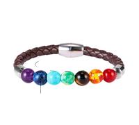 Hao Wu Xuan Classique coloré Sept Chakras Pierres Naturelles Bracelets de Perles pour Femmes Vintage Charme Hommes en Cuir Aimant Femme Bijoux Cadeau