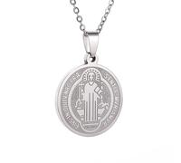 Hao Wu Xuan Classique en Acier Inoxydable Saint-Benoît Croix Médaille Pendentif Collier Hommes Femmes Mode Exorciste Amulette Bijoux