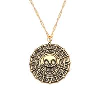 Hao Wu Xuan Classique Pirates des Caraïbes Or Argent Couleur pièces Médaillon Crâne Pendentif Collier pour Bricolage Hommes Et Garçon Bijoux Mode