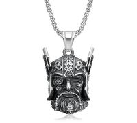 Hao Wu Xuan Collier avec pendentif dieu nordique Odin en acier inoxydable - Style vintage - Pour moto