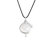 Hao Wu Xuan Collier avec pendentif en forme de cœur en cristal, breloque unisexe en verre transparent avec monture en métal argenté, chaîne cordon noir, 43 mm x 31 mm, poids 26,5 g