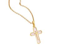 Hao Wu Xuan Collier Croix plaqué Or pour Femmes, Cruz Pendentif Foi Religieuse chrétienne juive chaîne 16 Pouces à 24 Pouces