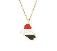 Hao Wu Xuan Collier en Acier Inoxydable Carte de l’Irak Cadena Acero Inoxidable Mens Chain Collares Para Hombres