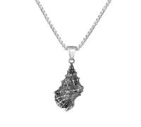 Hao Wu Xuan Collier en acier inoxydable pour hommes et femmes, bijoux en conque rétro pour hommes collier pendentif en acier titane