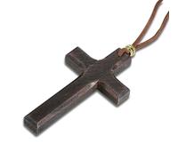 Hao Wu Xuan Collier Homme Homme Croix Bois Crucifix Pendentif sur Cordon Collier Mode