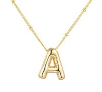 Hao Wu Xuan Collier Lettre Ballon pour Femmes Léger Chunky Bubble 3D Initiales Colliers Bijoux en Acier Inoxydable A-Z Alphabet Pendentifs