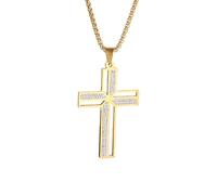 Hao Wu Xuan Collier Pendentif Croix cubique exquise en Acier Inoxydable pour Hommes et Femmes Hip Hop Foi Religieuse Bijoux d’amulette Porte-Bonheur