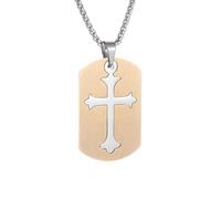 Hao Wu Xuan Collier Pendentif en Acier Inoxydable Double Cross Dog Tag pour Hommes Punk Hip Hop Tendance Amulette Bijoux Mode Cadeau décontracté
