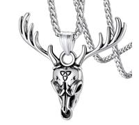 Hao Wu Xuan Collier Pendentif en Bois de cerf Viking Celtique pour Hommes Femmes