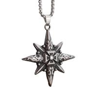 Hao Wu Xuan Collier pour homme en acier avec pendentif en forme d'étoile à huit branches