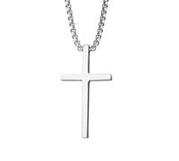 Hao Wu Xuan Collier pour Hommes Collier Croix de Base pour Hommes, Collier de chaîne de boîte de Couleur argentée avec Pendentif Croix Unie Mode