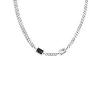 Hao Wu Xuan Collier pour Hommes Hiphop Collier à chaîne cubaine pour Hommes garçons, Pierre de Verre carrée Noire et Blanche, Bijoux Tendance Cadeau à la Mode BBF