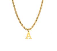 Hao Wu Xuan Collier pour Hommes Initiales Collier pour Hommes Femmes, Lettres A-Z Alphabet Pendentif avec chaîne de Corde torsadée chaîne cubaine Cadeau, 50CM / 19.5" Mode