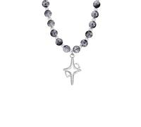 Hao Wu Xuan Collier pour Hommes Punk Star Pendentif Colliers pour Hommes Femmes, Noir Blanc Crack Perles Colliers Ras de Cou, Y2k esthétique Bijoux Cadeau Mode