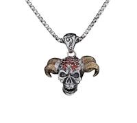 Hao Wu Xuan Collier Rétro Gothique Hip Hop Diable Crâne Cornes Crâne Pendentif Collier Homme Punk Rock Halloween Clown Crâne Collier Bijoux Mode