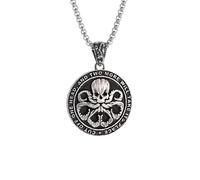 Hao Wu Xuan Collier Rétro Mythique Cthulhu Pieuvre Monstre de mer Médaille Pendentif Collier pour Hommes Mode Hip Hop Tendance Bijoux Cadeau Mode