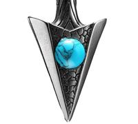 Hao Wu Xuan Collier tête de Mort fléchettes Fer de Lance 316L pendentifs en Acier Inoxydable Turquoise Hommes Ice Cracks chaîne Punk pour Petit ami mâle Bijoux Cadeau