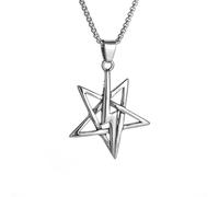 Hao Wu Xuan Collier Vintage Église de Satan Homme Collier Amulette Symbole Bijoux Foudre Pentagramme Pendentif Mode