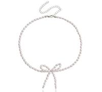 Hao Wu Xuan Colliers Ras de Cou Imitation Perle frangée Collier Noeud chaîne Colar Collier Pendentif féminin