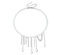Hao Wu Xuan Colliers Ras de Cou Perle Amour frangé Pendentif Cou chaîne Collier superposé Colliers Para Mujer pour Les Filles