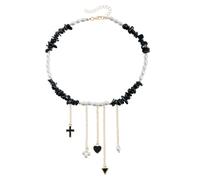 Hao Wu Xuan Colliers Ras de Cou Pierre Perle Amour Croix Couche Collier Colliers Para Mujer pour Les Filles
